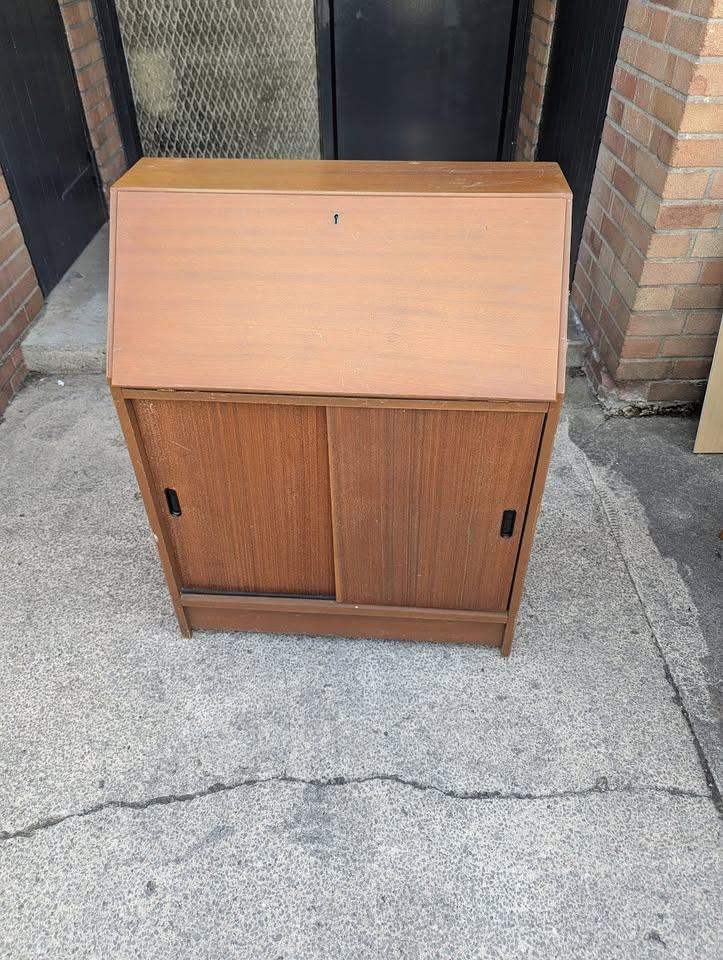 Retro Mid Century Bureau Desk Cabinet