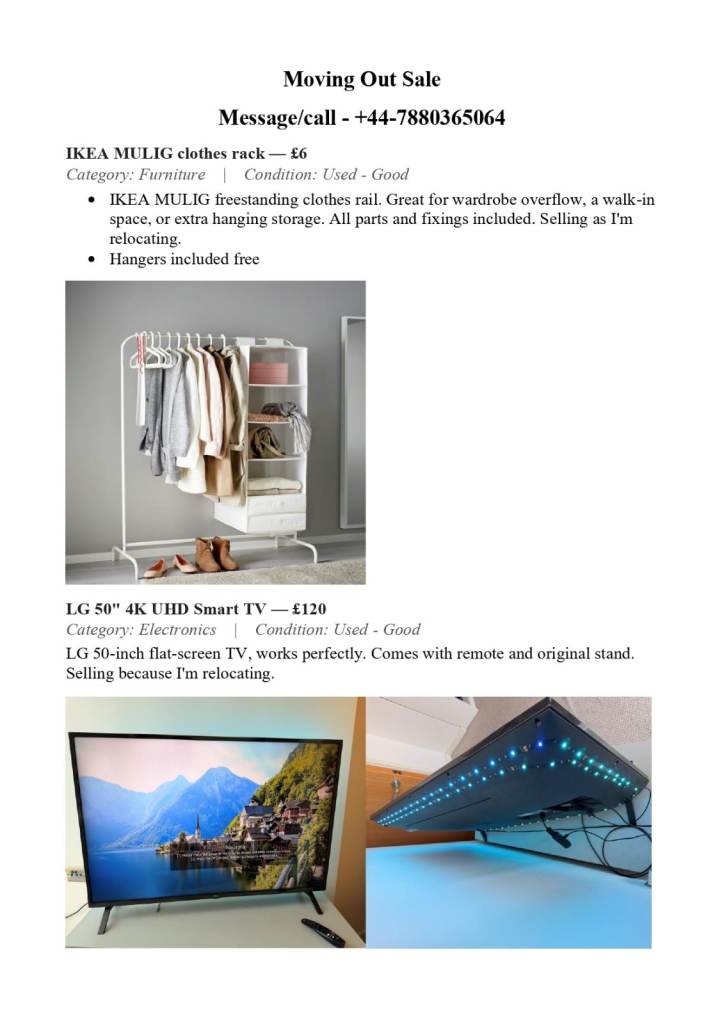 House Clearance Moving Out Sale