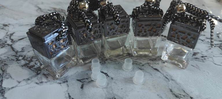 5 X CAR HANGING DIFFUSER BOTTLES GUN METAL GREY