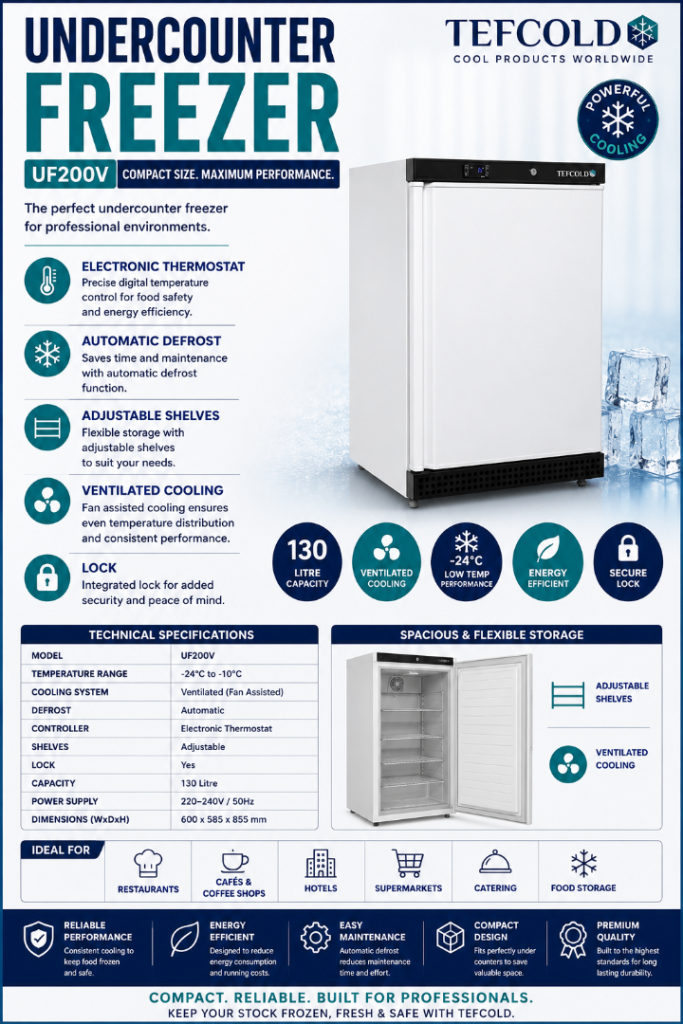 TEFCOLD UF200V Undercounter Freezer - New, 130L Capacity