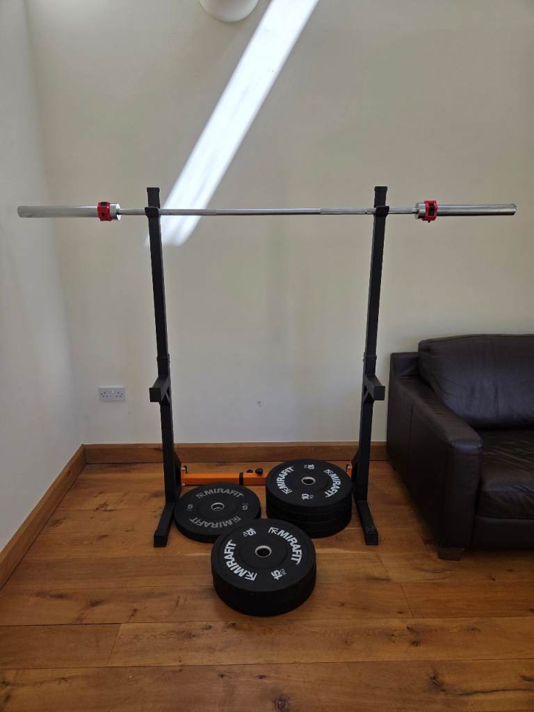 Mirafit Squat Rack, 7ft Bar and weight plates