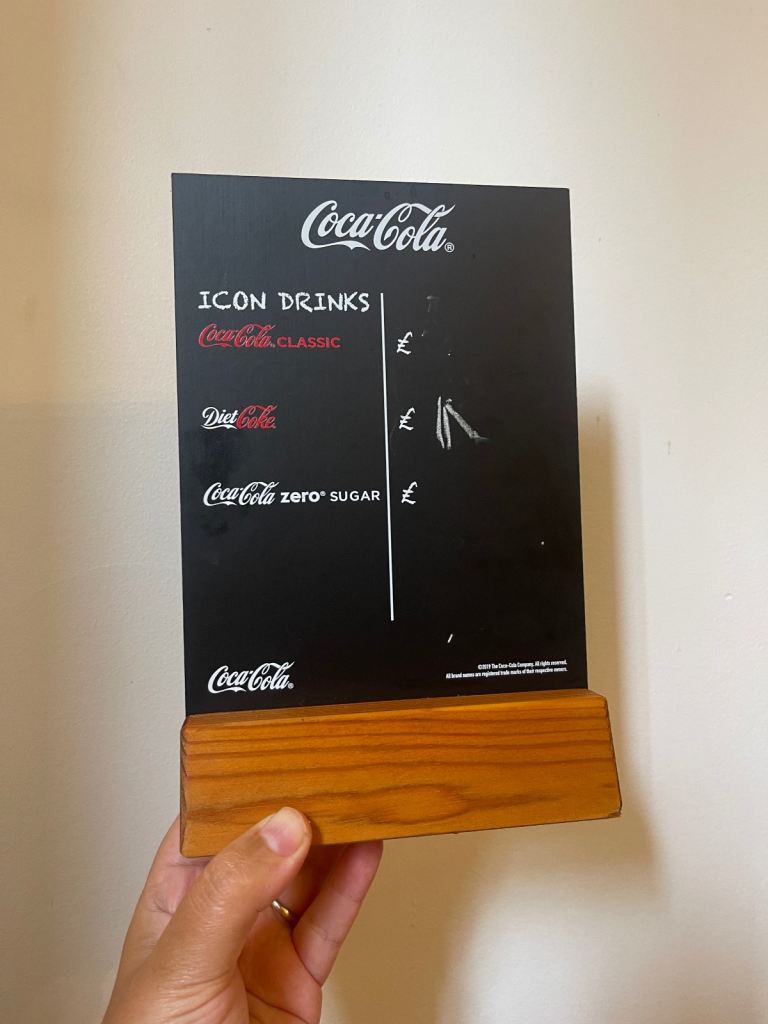 Coca Cola Chalk Board vintage Price list