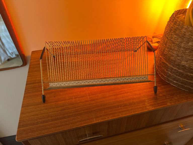 Vintage Gold Vinyl Record Storage Rack