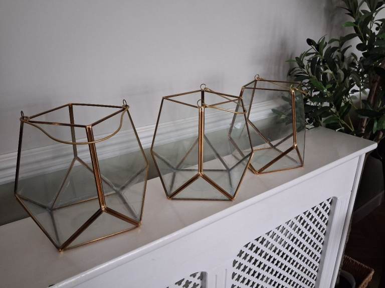 Geometric glass and brass terrariums - 3 for £5