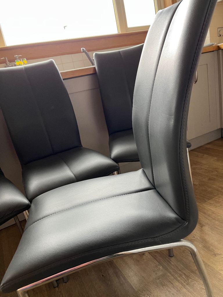 4 Grey Faux Leather Dining Chairs