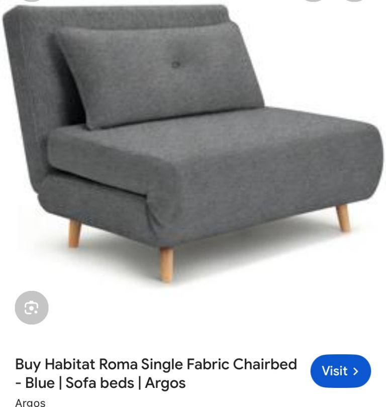 Habitat Roma Single Fabric Chairbed – Grey, Good Condition