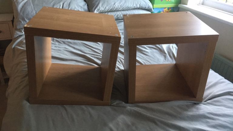2 IKEA KALLAX Shelving Units – Pine,  Fair Condition