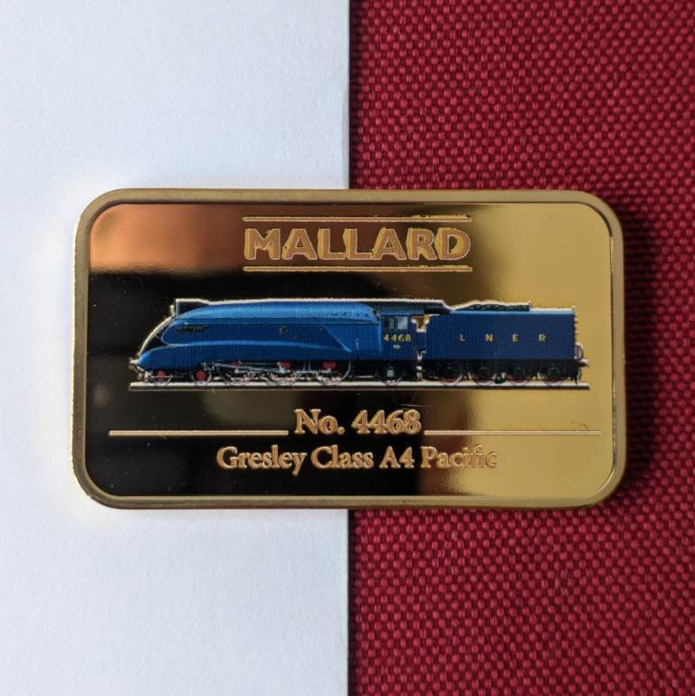 ♥NEW♥ 24 carat GOLD plated ingot - Mallard Train commemorative coin token