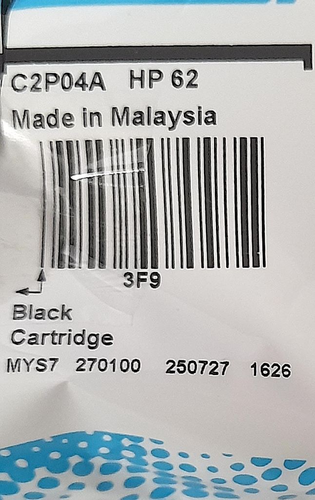 BUNDLE of PART-USED HP 62 INK CARTRIDGES x 4 - approx 80 % FULL