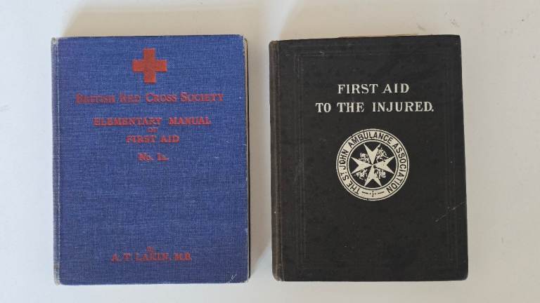 2 Antique Pre-1940s St John Ambulance & British Red Cross First Aid Books