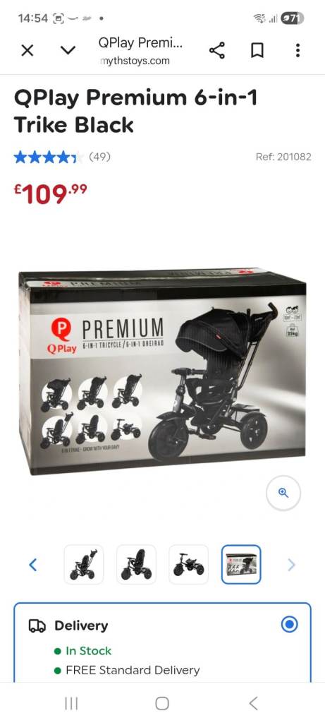 QPlay Premium 6-in-1 Trike Black - Good Condition