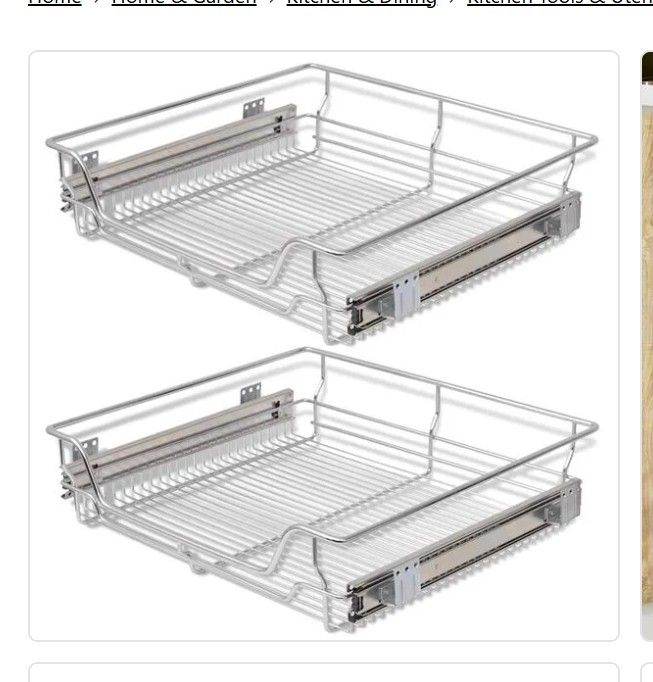 Pull-Out Wire Baskets Kitchen Cabinet Cupboard Storage Silver vidaXL 2pc 60cm