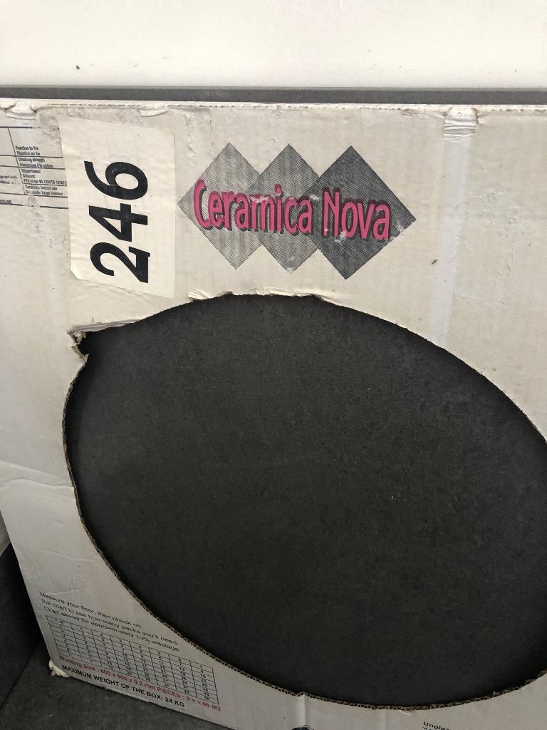 Large gloss grey tiles 