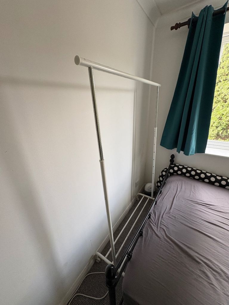 White Metal Clothes Rail with Shoe Rack