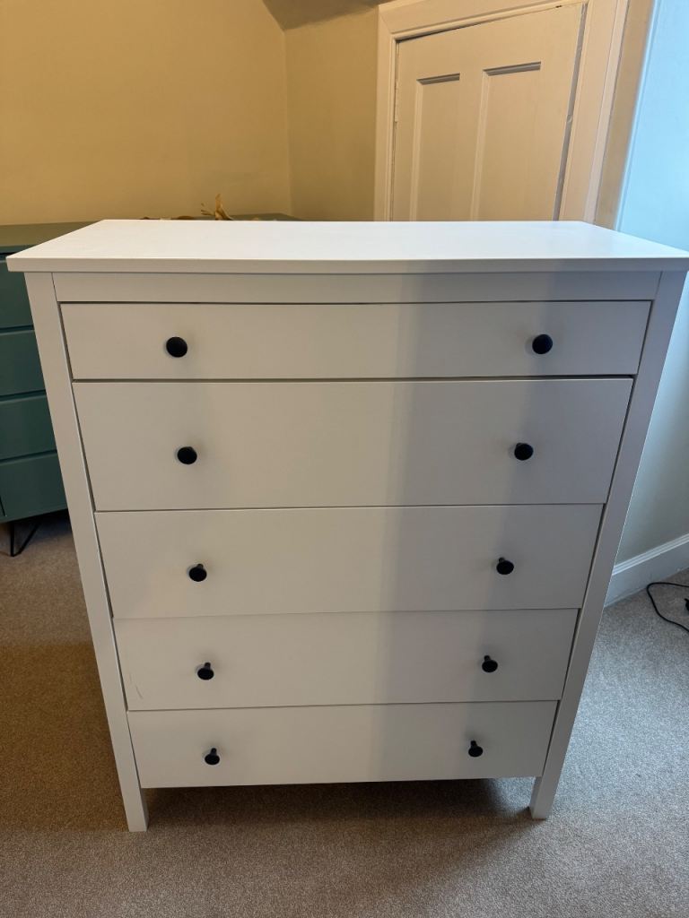 Ikea white 5 chest of drawers 