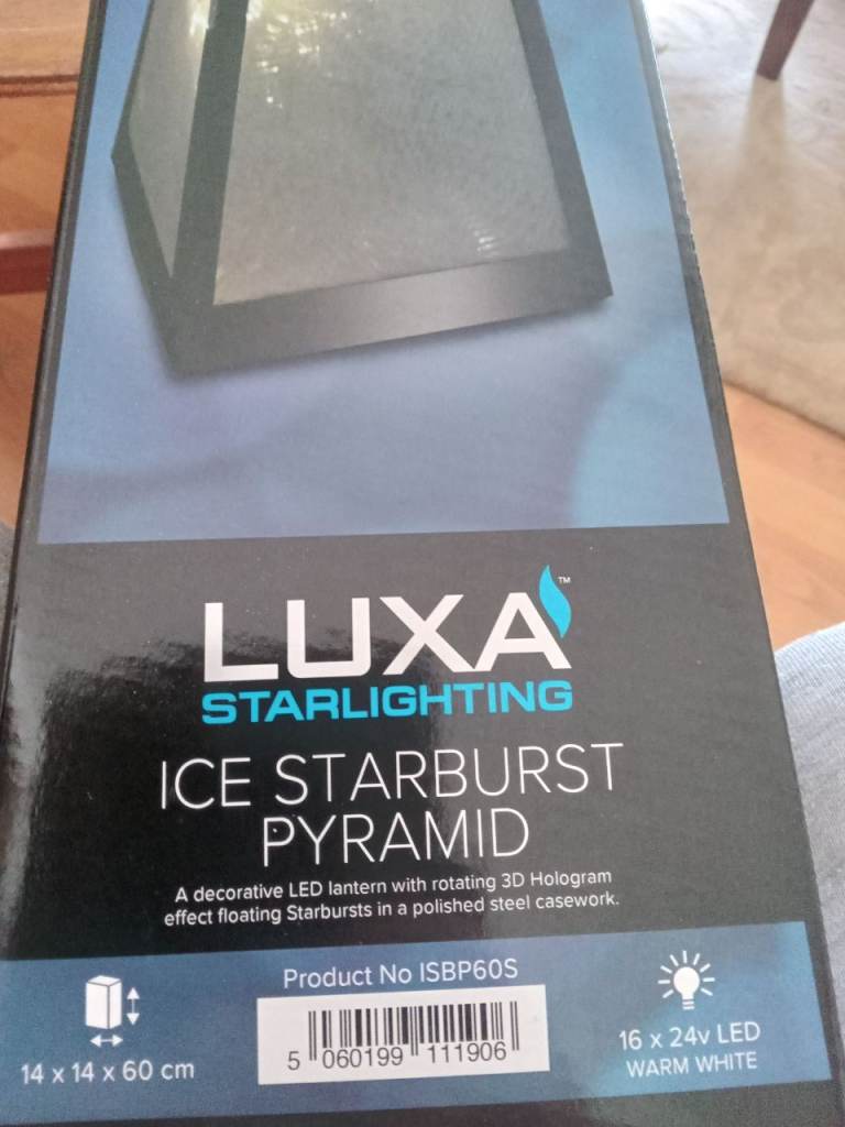 Luxa Ice Starburst Pyramid LED Lantern – New in Box