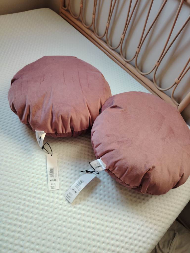 image for RRP£30 Two pink 40cm round cushions from John Lewis, new with tsgs