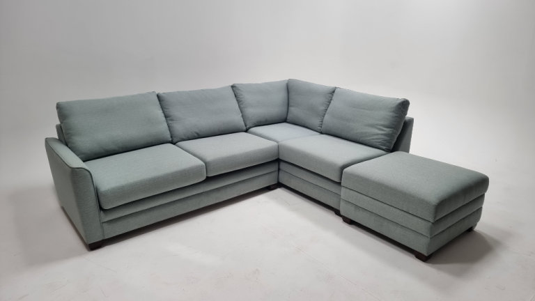 Gorgeous new and unused Sofa Workshop 'Jude' corner sofa bed suite with footstool