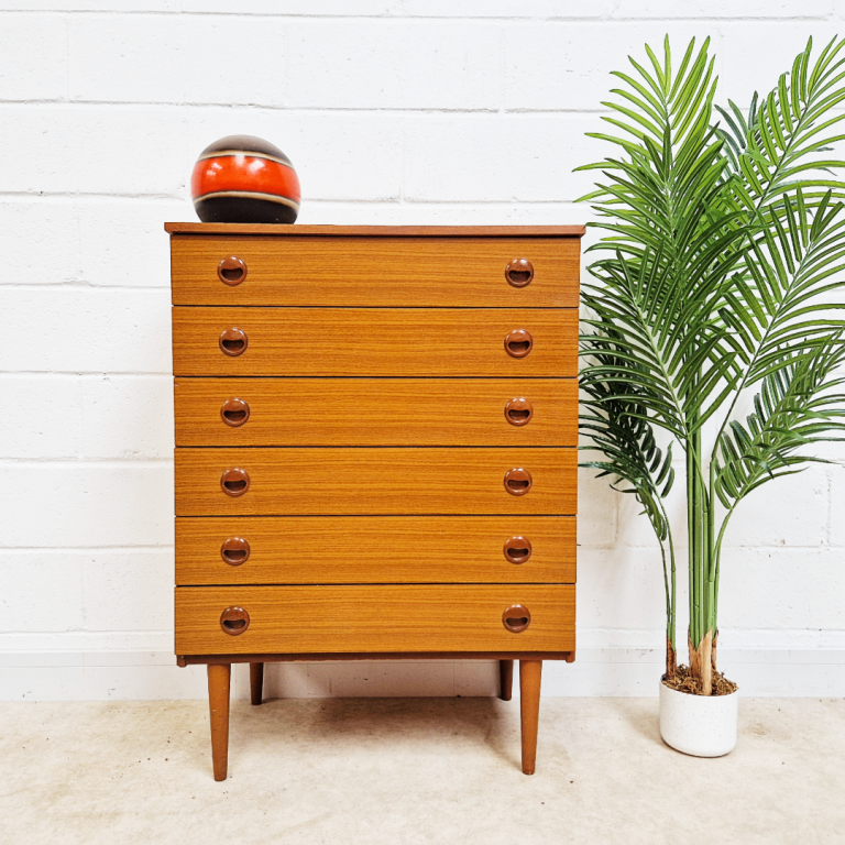Schreiber Mid Century Vintage Danish Design Tallboy Retro Chest Drawers PG345
