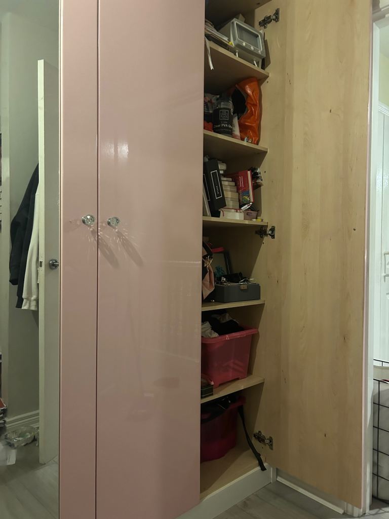Starplan 3 door baby pink high gloss and mirror 3 door wardrobe