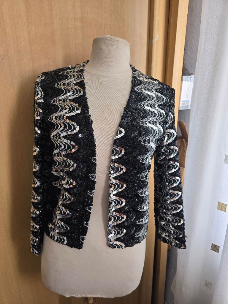 Julia Sidgreene London Sequin Jacket Size 12 – Black and Silver