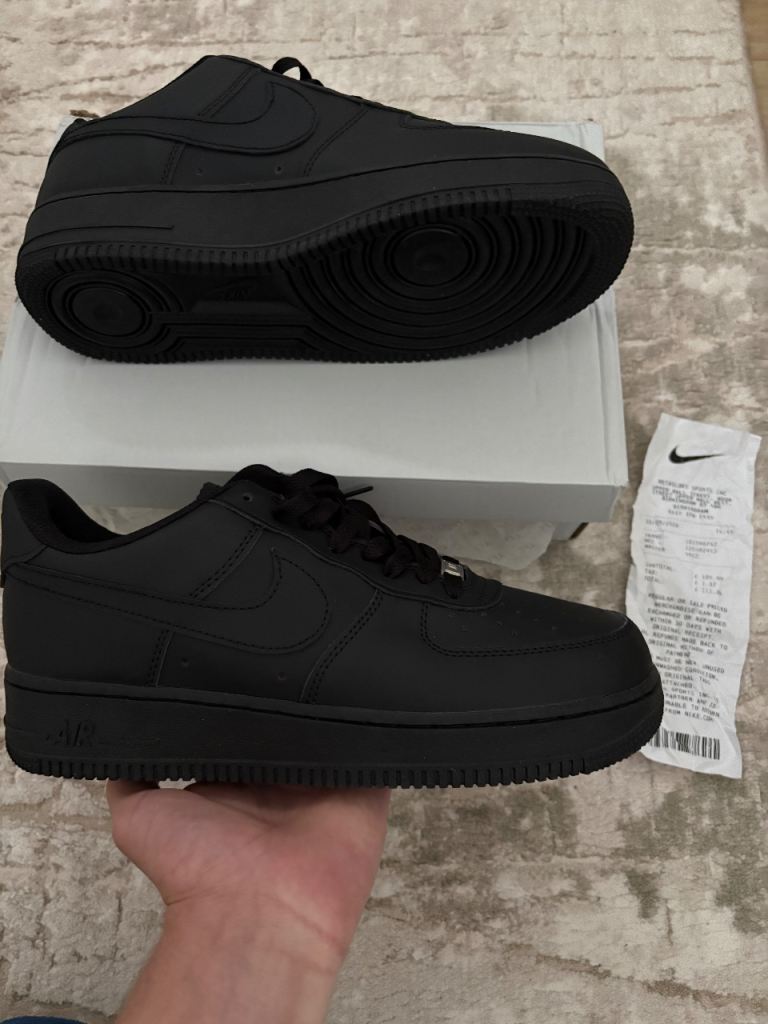 Nike Air Force 1 Black Trainers/All Sizes/Next Day Delivery