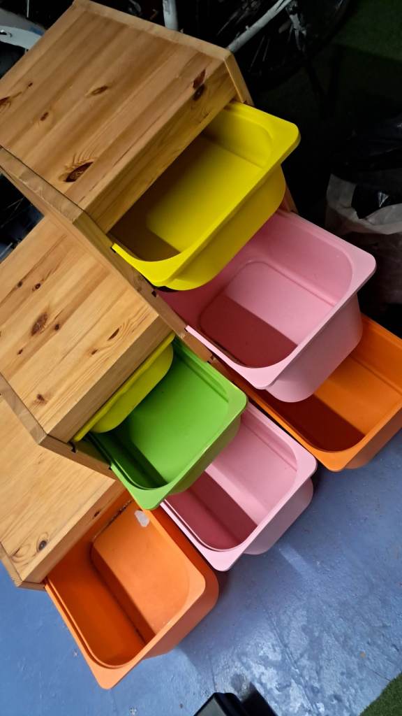 IKEA Trofast Wooden Storage Unit with Colourful Plastic Drawers