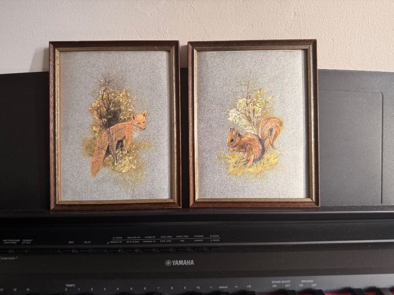 Vintage Woodland Pair: Fox & Squirrel Framed Prints