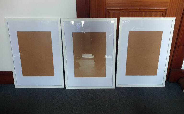 3x White picture frames with A3 sized mount