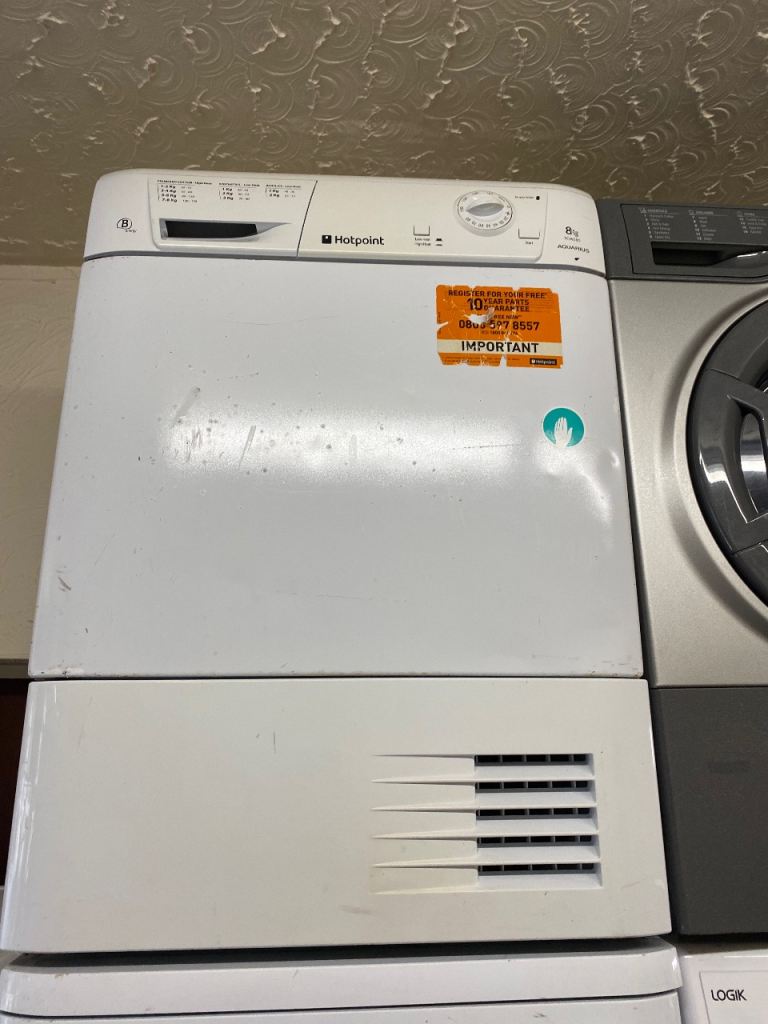 🚚✅WHITE HOTPOINT FULLY TESTED AND CLEANED CONDENSER TUMBLE DRYER £110 WE CAN DELIVER 