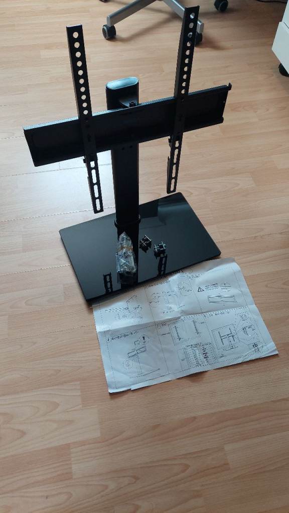 Bontec Black gloss swivel TV stand for 26-55" TV