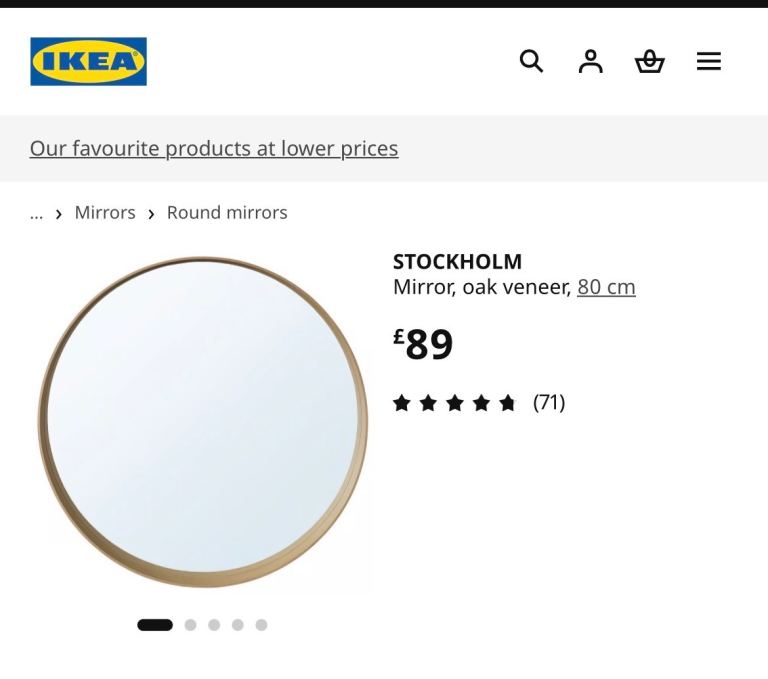 Brand New Unopened IKEA STOCKHOLM Round Mirror, Oak Veneer, 80 cm