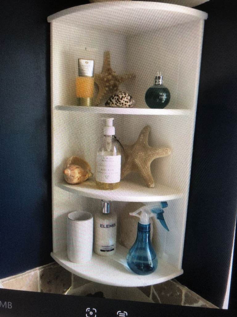 White Wooden Corner Shelving Unit – Three Tiers