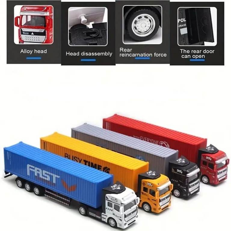 quality detailed 1/48scale 12.6 inch long 10 wheeled articulated trucks in 4 colours  new in box