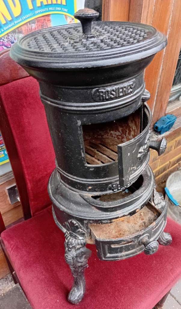 Beautiful Vintage French Cast Iron Wood Stove – Rosières – Classic French Parlour Stove 🔥 London