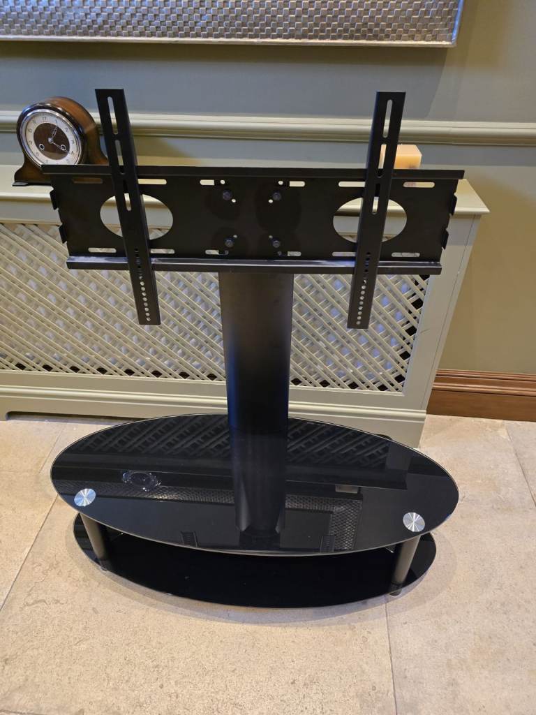 Black Glass TV Stand with Mount – Good Condition