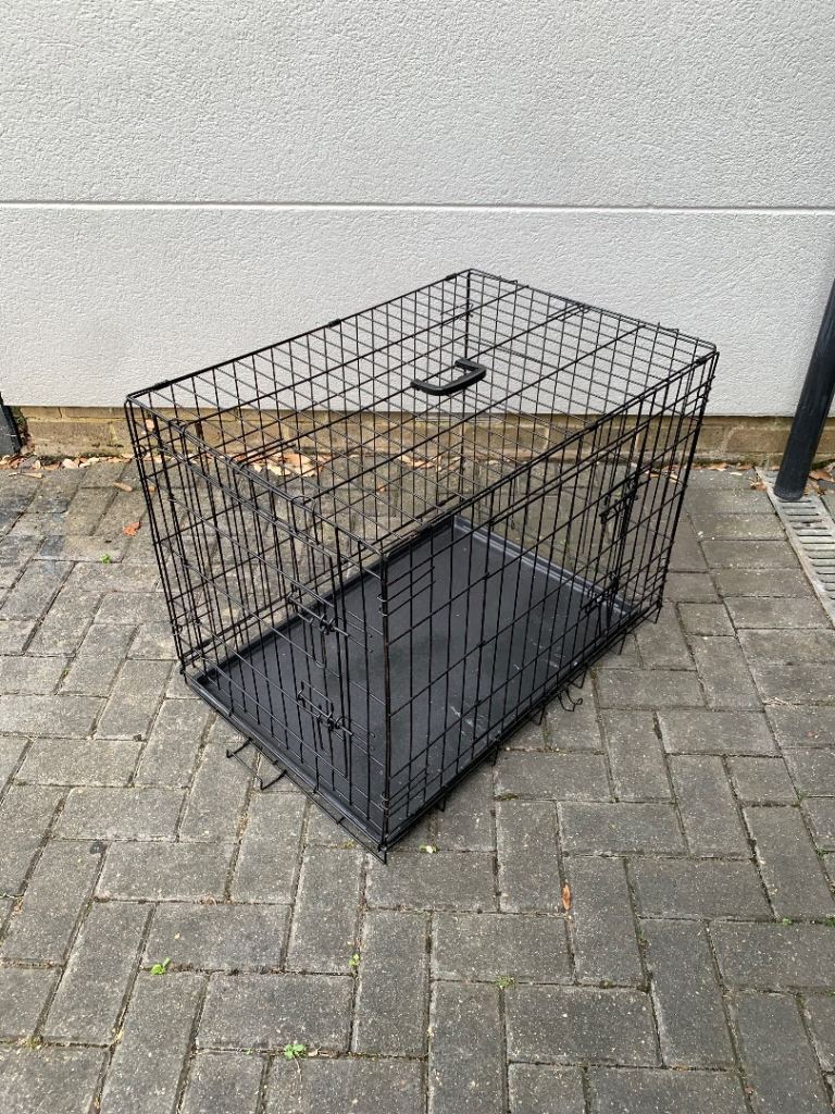 Dog wire mesh metal kennel / cage / carrier - medium to large dog - used 