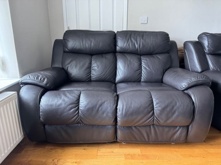 DFS 2 Seater Recliner Leather Sofa Dark Brown