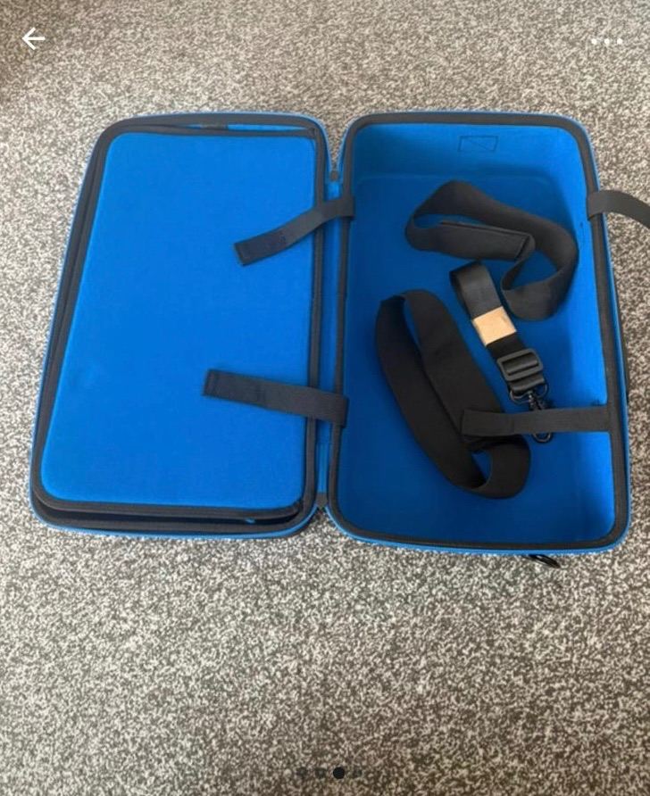 Black and Blue Hard Case with Shoulder Strap – Good Condition