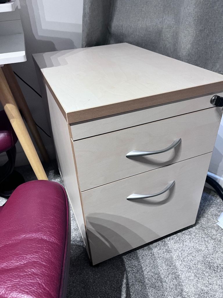Two-Drawer Filing Cabinet with lock – Light Wood Finish, Good Condition