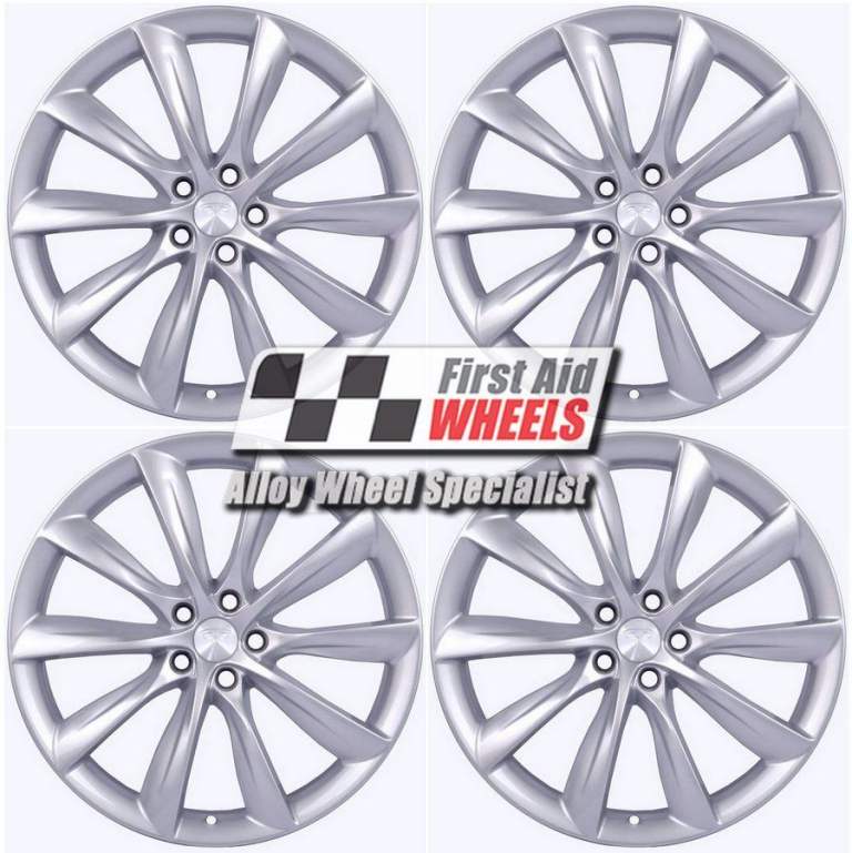 TESLA MODEL X SET 4x 22'' GENUINE TURBINE SILVER REFURBISHED ALLOY WHEELS S621S4
