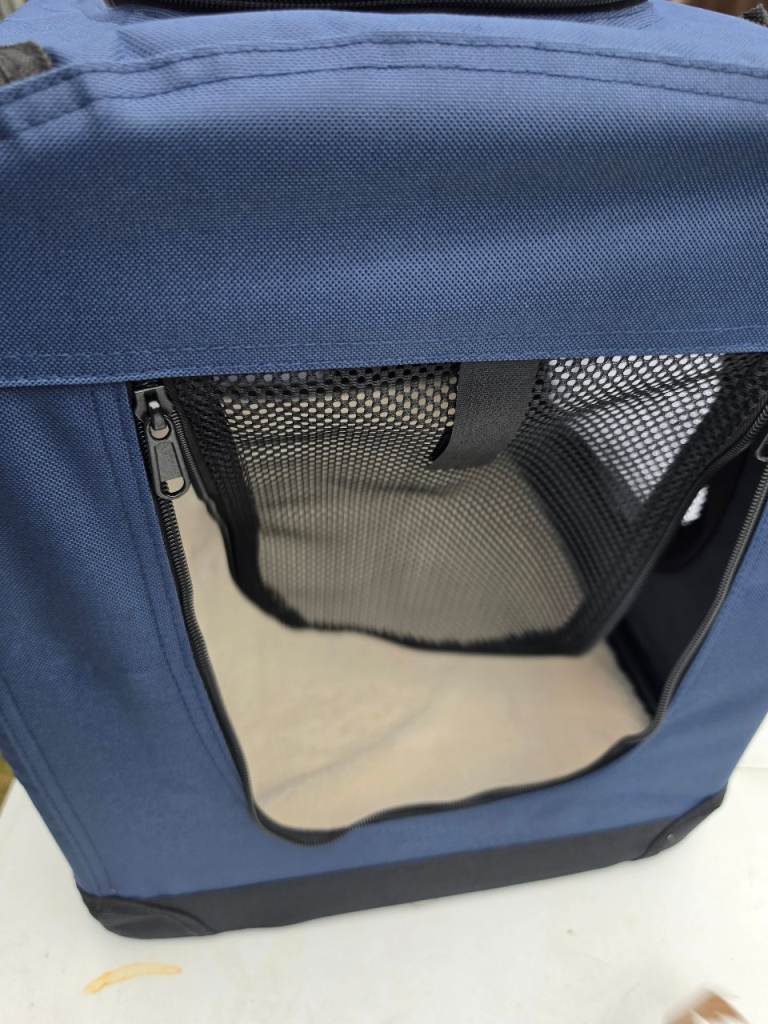 Foldable Soft Pet Carrier Crate with Fleece Mat - Navy Blue - Brand New