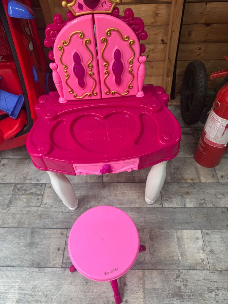 Kids Pink Dressing Table with Stool – Good Condition