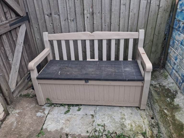 Garden Storage Bench – Beige, Good Condition