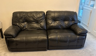 SCS - Black Leather 3-Seater & 2-Seater - Modular Manual Recliner Sofas