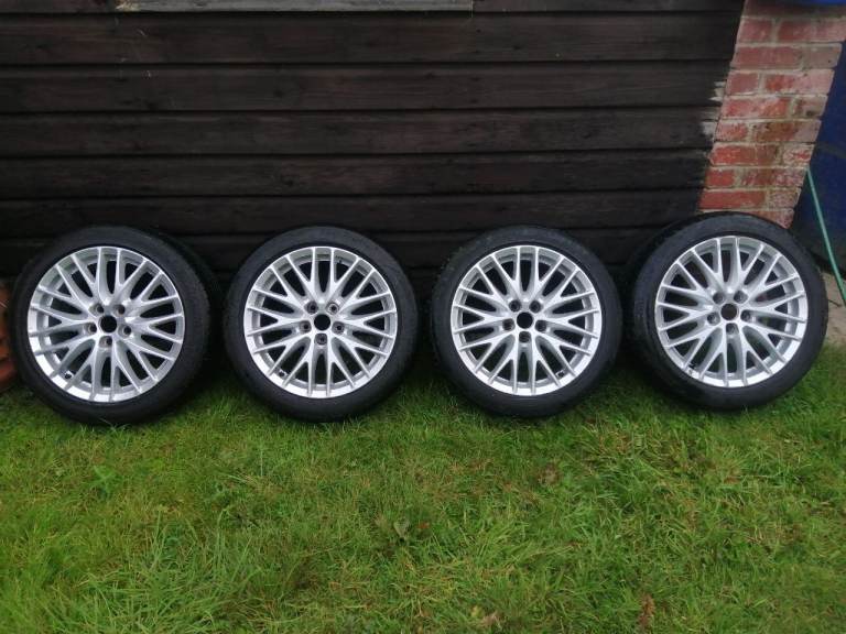 FORD Y SPOKE 17 INCH ALLOY WHEEL SET SILVER WITH NEAR NEW TYRES