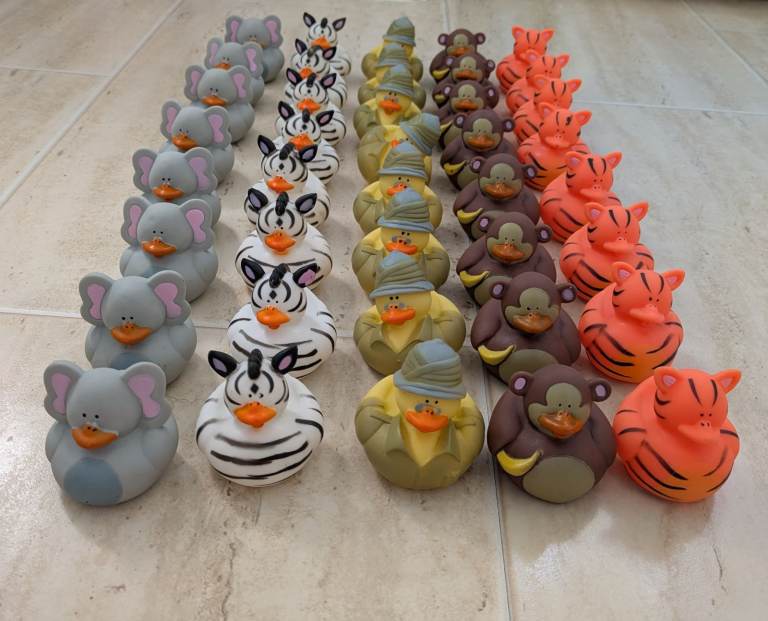 Rubber Duck Bundle – Safari Animal Ducks (Elephant, Zebra, Explorer, Monkey & Tiger) - £1 Each