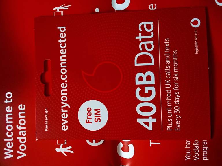 Vodafone Free SIM with 40GB Data – New