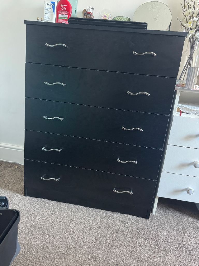 Black Chest of Drawers - Good Condition
