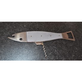 vintage Fish-Shaped corkscrew Wine Bottle Opener, 9" Stainless Steel 1970's
